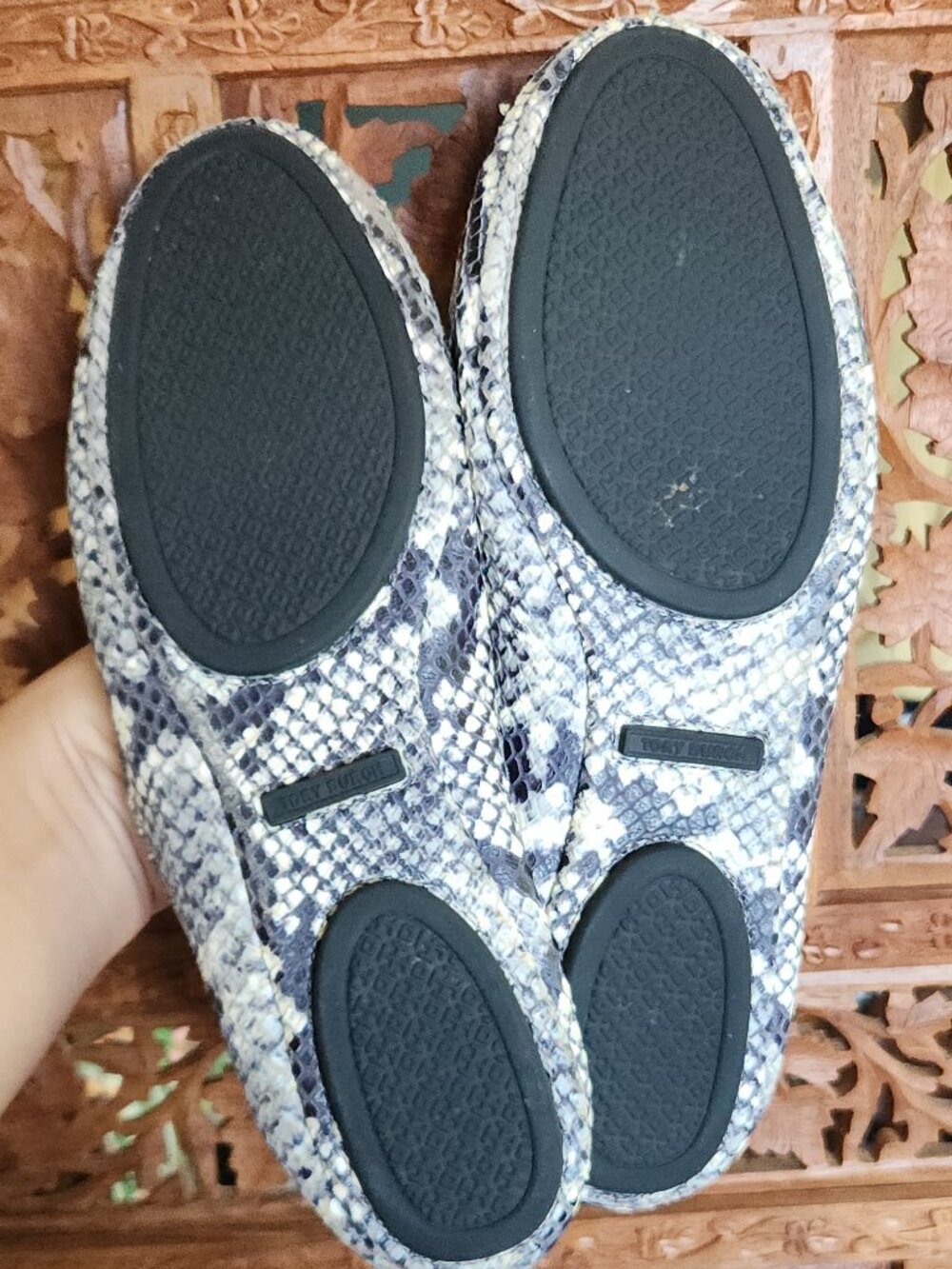Tory Burch Minnie Roccia Travel Flats - White Python Design - Picture 8 of 9